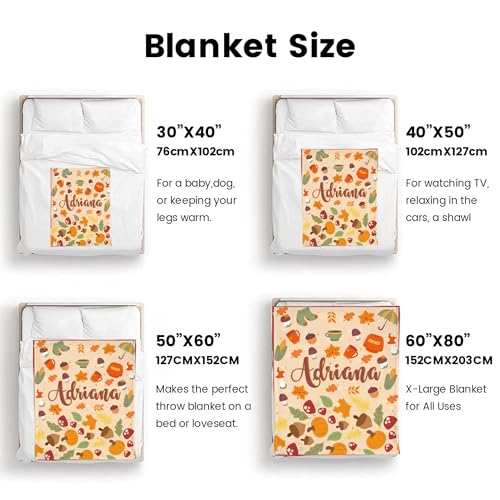 Custom Fall Blanket with Name Autumn Soft Cozy Harvest Blanket for Boys Girls Kids Adults Personalized Cute Warm Blankets Halloween Christmas Birthday Gifts - color: Autumu-03