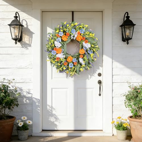 Summer Wreath for Front Door 24 Inch, Spring Floral Wreaths - color: Multicolor-2
