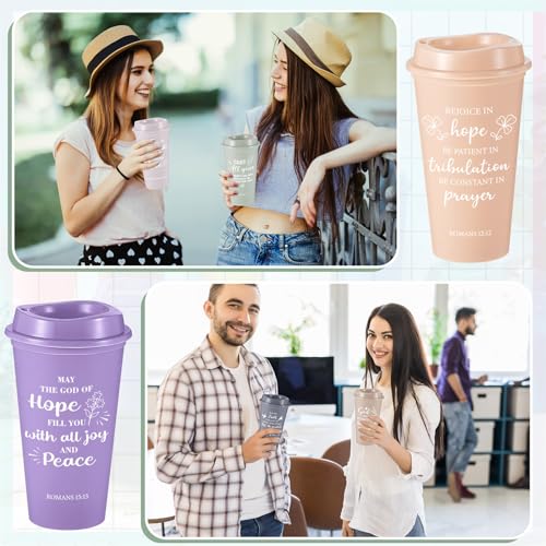 FillTouch 12 Pcs Christian Cups Bulk for Women, Bible, Light Morandi - color: Light Morandi