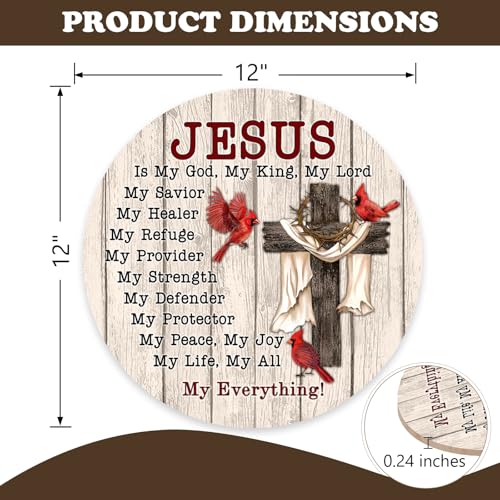 Christian Jesus is My God Front Door Sign, Religious Cross Cardinal - color: Jesus is My God