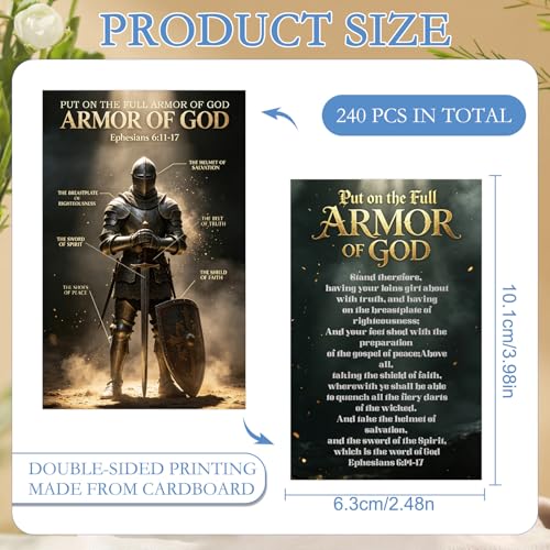 Armor of God Gospel Tract Card 240 Pcs Christian Scripture Plan of Salvation Cards Religious Knight Pocket Holy Postcards Gospel Tracts Bookmarks Gifts for Women Men Church Evangelism - color: Christian Scripture Plan of Salvation