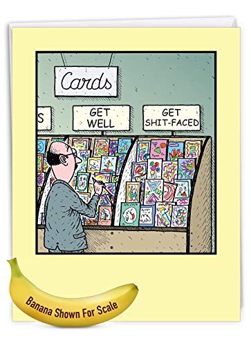 NobleWorks Jumbo Get Well Greeting Card w/Envelope Cartoon Humor J9745 - style: Get Well
