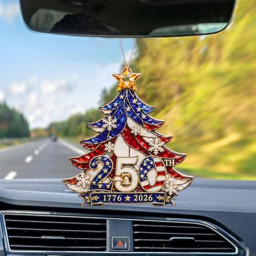 Christmas Decorations - Christmas Ornaments - 250 Anniversary USA Merchandise - Christmas Ornament 2026 - Stocking Stuffers - Gifts for Family Coworker car Hanging Accessories - color: 250years 3