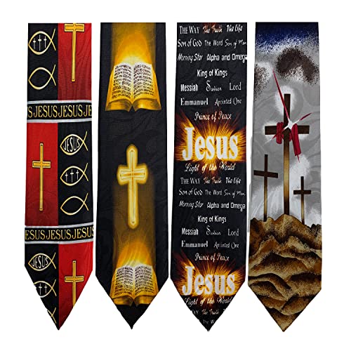 Pack of 4 Novelty Print Mens Neckties Christian Religious Jesus Neck Tie - color: 7