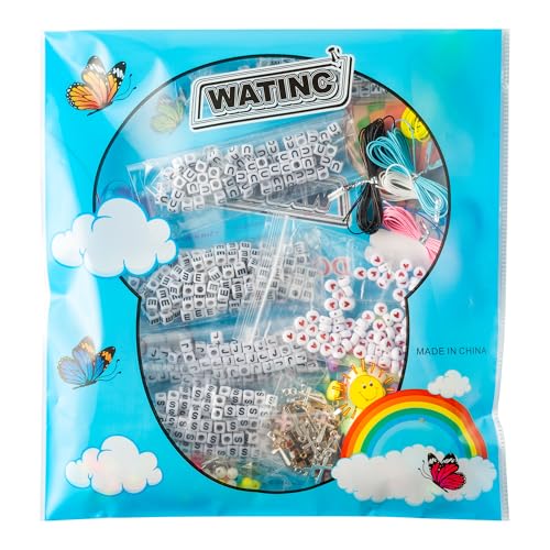 WATINC DIY Christian Bead Keychain Kits - Jesus Love Me Cross Beads Cute Key Chain Bag Charm Bracelet Making Craft Kits, Jewelry Accessories Winter Festival Party Gift Favor for Women Men (877Pcs)