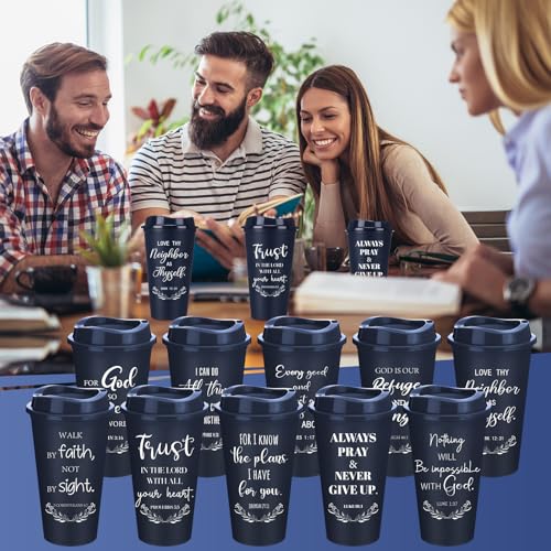 Skylety 20 Pack Christian Gifts Bulk 16oz Bible Verse Tumbler with Lids - color: Blue