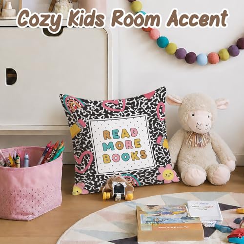 Reading Nook Pillow Covers 18x18,Classroom Decor Throw Pillows - color: Book