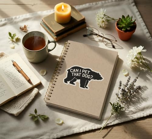 KDHTY Bear Notebook,Cute Vintage Bear Gifts for Women,Back To School,Cottagecore Journal Aesthetic Notebook for School Supplies College Ruled Spiral Notebook,Can I Pet That Dog 5.5 x 8.3 - color: teacher