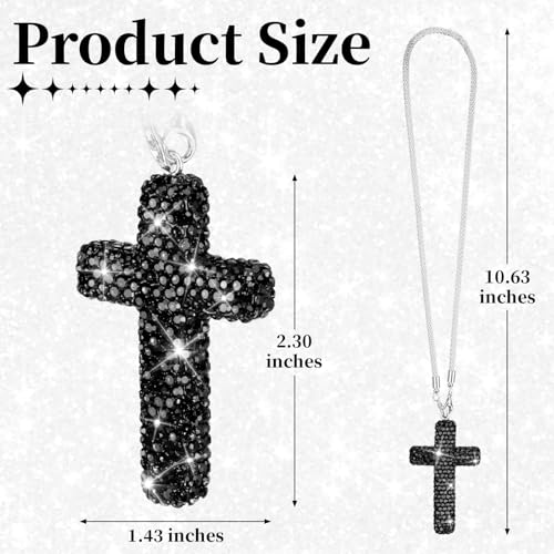 BFXM Cross for Car Mirror Hanging, Black Bling Cars Pendant Charm - color: Black