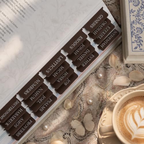 UPAFEXXI-Laminated Bible Tabs with Book Summaries, Bible Study Supplies - color: Summaries Brown2