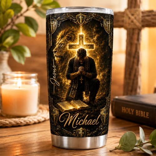 Personalized Christian Gifts For Men - Man Of Faith A Child Of God Warrior Christ Tumbler V3 - Religious Bible Faith For Dad, Husband, Grandpa on Fathers Day, Christmas, Birthday - color: CH-VAR-03