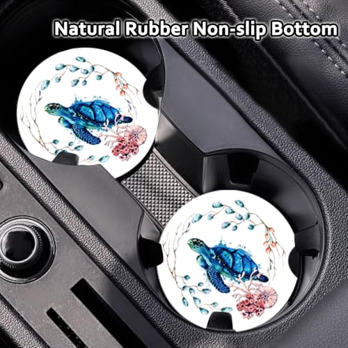 2Pack Beach Shell Car Cup Holder Coaster Neoprene Car Coasters - color: Beach Shell