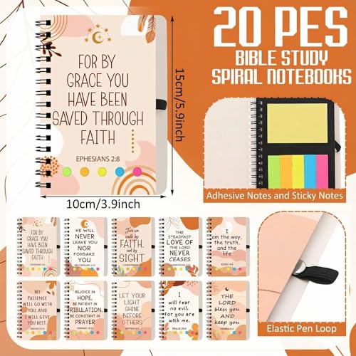 20 Set Christian Gift Prayer Journal for Woman Verse Spiral Note,Boho - style: Boho Bible