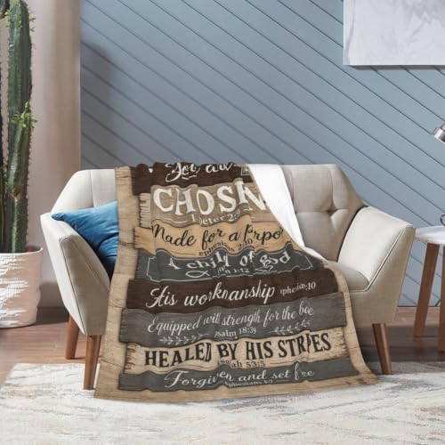 Man of God Blanket for Men, Christian Faith Gift, Bible Verse Throw - color: Rustic Wood