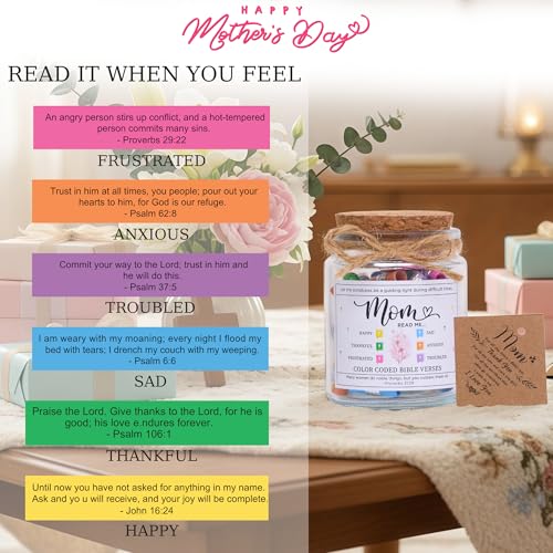 Solmay Bible Verse Jar for Mom, Read This When Scripture Cards - color: Bible Verses Jar For Mom