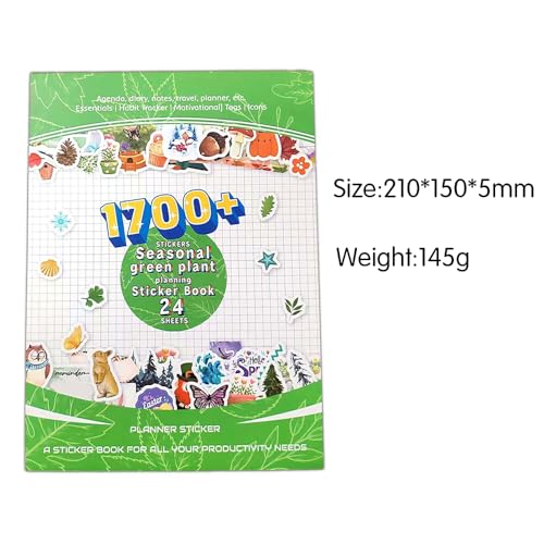 1700+ Planner Stickers Book, 24 Sheets Waterproof Repositionable Stickers for Journal, Bullet Planner, Scrapbook & Calendar, Functional Decorative Sticker Set & Gift (Seasonal Plants) - color: Seasonal Plants