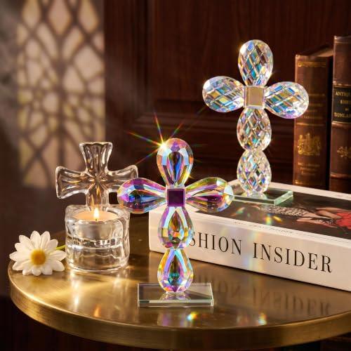 QFkris Colorful Crystal Cross Standing Decor - color: Ab-color