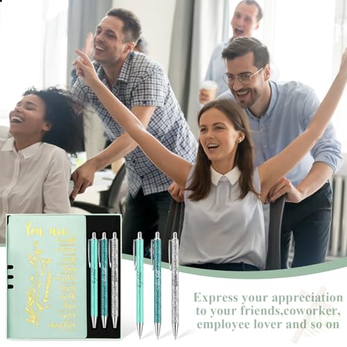 Affrolling 5 Pcs Christian Gifts for Women Church Religious Gifts A6 Bible Leather Notebook Pens with Box Prayer Journal for Men Bible Study Pastor's Wife Godmother Father(Light Green) - color: Light Green