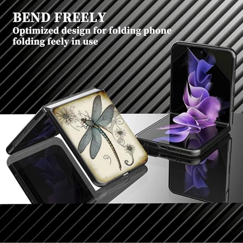 for Samsung Galaxy z flip 7 Case Dragonfly Drawing Design,Slim Fit Lightweight Hybrid Hard PC PU Leather Folding Phone Cover for Z Flip 7 6.9" - color: Dragonfly Drawing