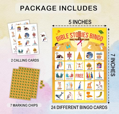 Bible Bingo Games, Bible Trivia Cards, Bible Activities, Jesus Religious Game Card, Family Open Day Supplies, Christian Games for Adults, Christmas Party Activities, 24 Bingo Sets, A010 - color: Bible Bingo Card