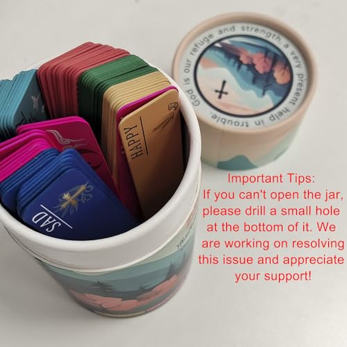Bible Verse Jar for Women - 60 Scripture Bright Color Cards for 6 Emotions