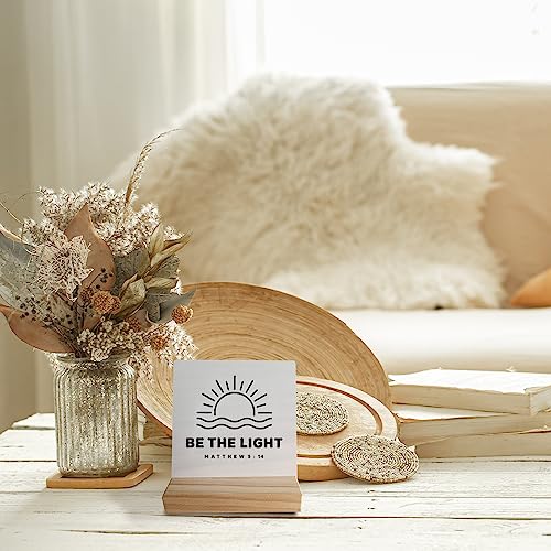 Christian Bible Verse Matthew 5:14 Be the Light Sun Desk Small Wood Sign Signs with Wooden Stand,Inspirational Religious Sign Decor for Home Church,Christian Gifts for Women Men Teen Girls Boys - color: Christian-08