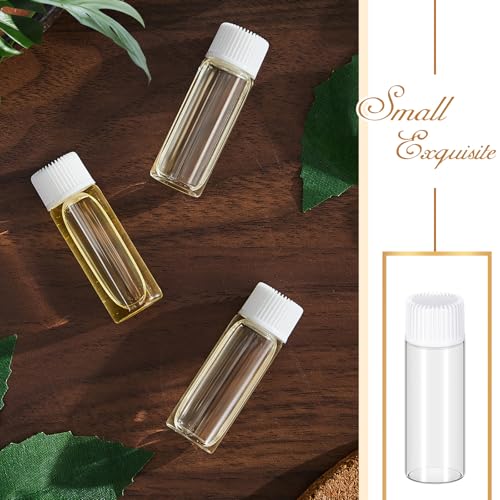 Lallisa 80 Pcs 5 ml Glass Vials with White Screw Caps and Plastic Stoppers, 1/6 oz Clear Small Leakproof Bottles Bulk, Mini Liquid Sample Vials for Essential Oils, Sample, DIY Craft - color: Clear with White Cap, size: 5 ml