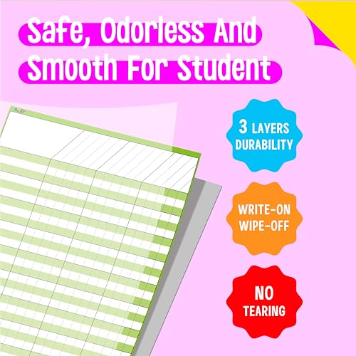 6 Pack Dry Erase Incentive Chart, 6 Multi-Color Tracking Chart for Chore/Responsibility/School Attendance/Homework Progress Tracking, 27 Rows X 15 Columns (11" x 17") - size: 11" x 17", style: 6 Pack