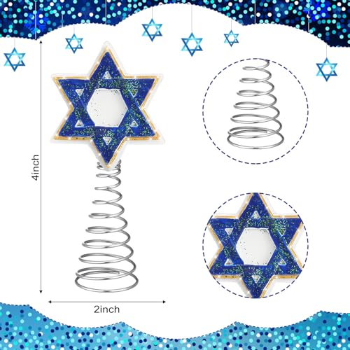 Namalu Christmas Hanukkah Tree Topper Mini Star of David Tree Topper 4 Inch Small Hanukkah Ornament Decoration for Chanukah Jewish Home Xmas Wine Bottle Wedding Bridal Shower Holiday Party Decorations - style: Silver Star of David
