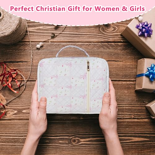 Bible Cover for Women (Pink Floral Bow, Large) - color: B3 Pink Floral Bow