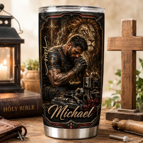 Personalized Christian Gifts For Men - Warrior Christ Faith Man Of God Tumbler V8 - A Child Of God Religious Bible For Dad, Husband, Grandpa on Fathers Day, Christmas, Birthday - color: CH-VAR-08