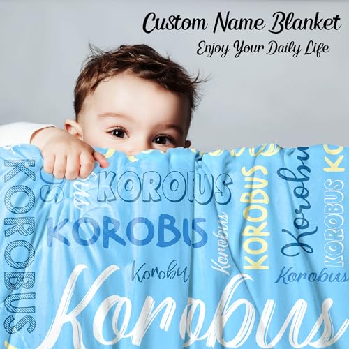 Custom Name Blanket for Baby Boys Girls, Personalized Baby Name Throws Blankets, Customize Blanket Gifts for Kids Newborn Men Women - color: Design 02-blue