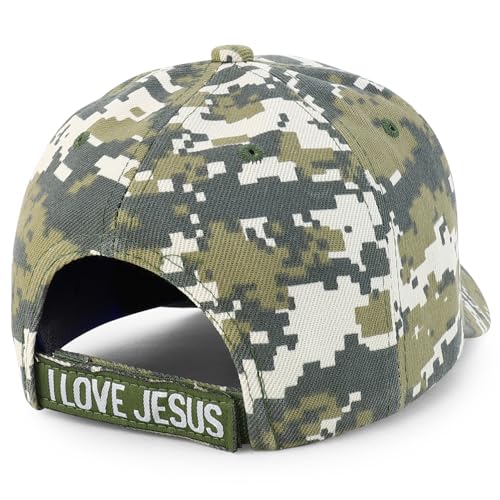 Trendy Apparel Shop Only Jesus Praying Hand Embroidered Christian Ball Cap - color: Digital Camo 2