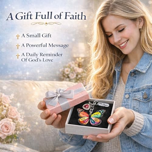 Christian Butterfly Keychain for Women Inspirational Faith Keyring with Gift Box Religious Gifts for Mom Daughter - style: Style6