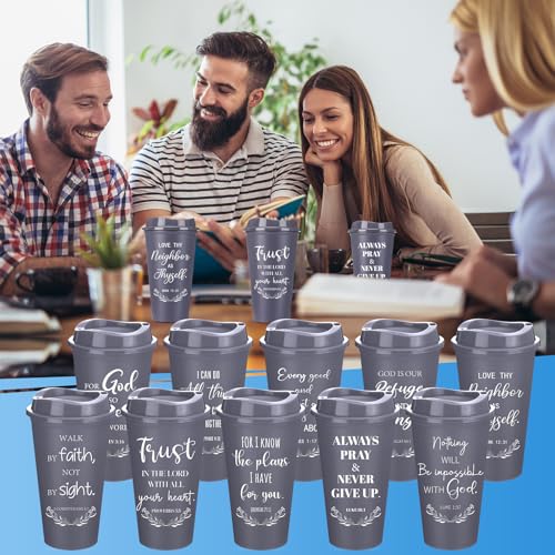 Skylety 20 Pack Christian Gifts Bulk 16oz Bible Verse Tumbler with Lids - color: Gray