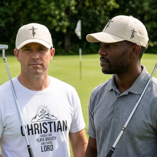 Christian Faith Cross Hats, Embroidered Baseball Caps for Men & Women - color: Tan Black