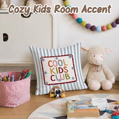 Playroom Throw Pillow Cover 18x18,Cool Kids Club Throw Pillows - color: Club
