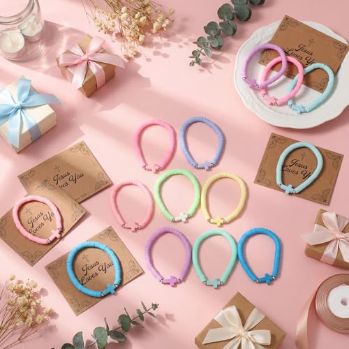 Landical 30 Set Cross Bracelets for Kids Girls Teens Women - color: Macaron