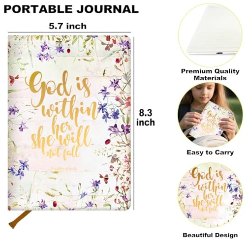 BQXH Floral Christian Notebook, Psalm 46 5 Christian Journal for Women - color: Multi 1307
