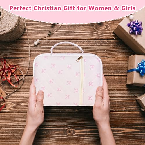 Bible Cover for Women (Little Pink Bow, Large-Bag Set) - color: B1 Little Pink Bow Set