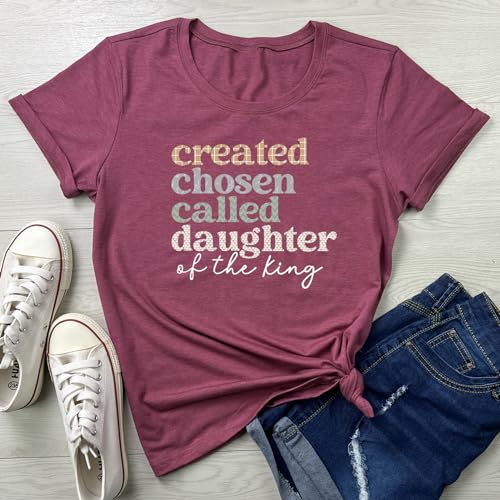 LOOKFACE Women Crewneck Casual Soft Tees Cute Graphic T Shirts - color: Wine Red, size: Large