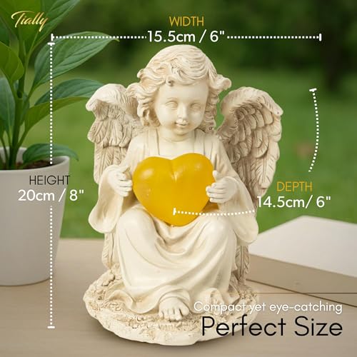 TIALLY Solar Angel Garden Statue, 8" Guardian Memorial Outdoor Light - size: Medium