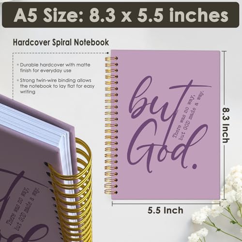 Wheatwin Bible Notebook, But God Christian Notebook Journal, Christian Gifts for Men Women, Inspirational Christian Hardcover Spiral Notebook 5.5x8.3 - Purple - color: But god - Purple
