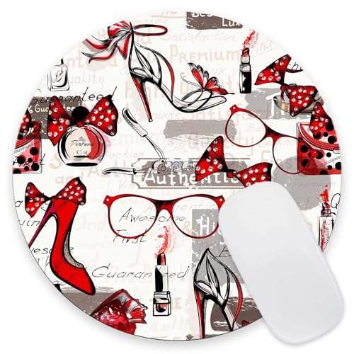 Mouse Pad, Fashion Female Customized Premium-Textured Round Mouse Pad, Washable Mousepads with Non-Slip Rubber Base Computer Mouse Pads for Wireless Mouse 7.9×7.9×0.12 inches - color: Fashion Female