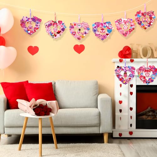 Hollowfly 48-Set Valentine's Day Wreath Craft Kit, 8 Paper Designs - style: Valentine's Day