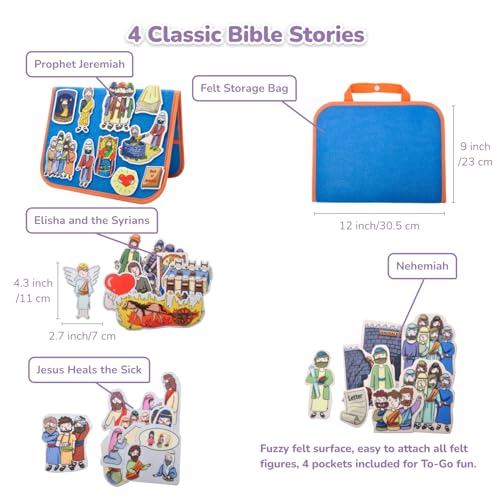 CHEFAN Jeremiah Felt Board Bible Stories, 4 Story Sets for Kids - color: Prophet Jeremiah & Other 3 Bible Stories Set