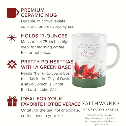 Faithworks Christian Gifts - Large Inspirational Ceramic Stoneware Mug Coffee Cup, 17-Ounces, Christmas - Born This Day - color: Christmas - Born This Day