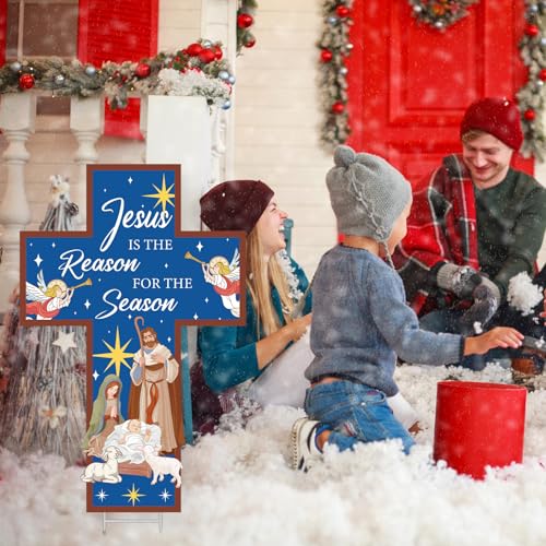 Menkxi 4.6ft Jesus Is the Reason for the Season Yard Sign with Metal Stake
