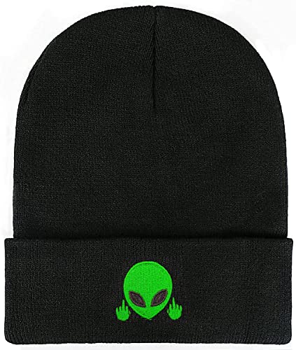 Soft Slouchy Beanie Hat,Winter Warm Knit Cuffed Skull Cap for Men Women - color: Green Alien