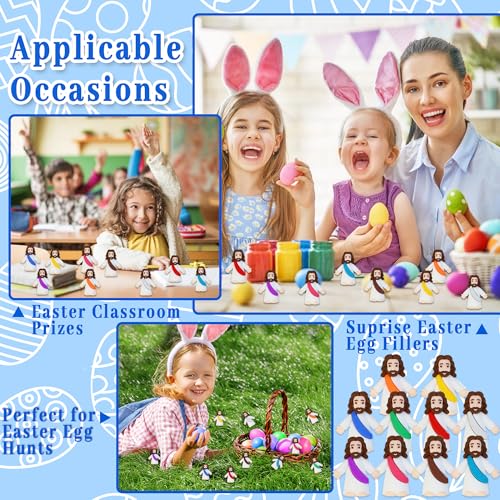 Bamamon 30 Pcs Little Jesus Figures, Mini Jesus Figurines in Bulk - color: 10 Color * 30